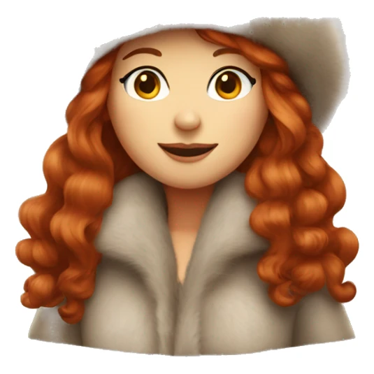 Redhead Girl in fur coat and hat  sticker