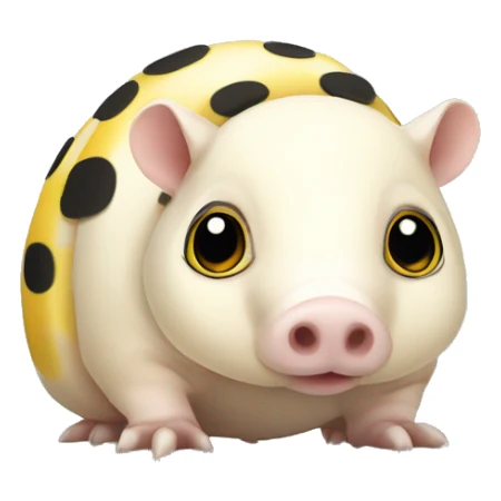 White chubby armadillo pig with yellow and black spots and cute tiny eyes sticker