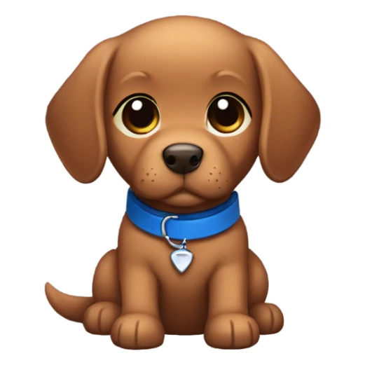 Chibi dark red retriever puppy with blue collar sticker
