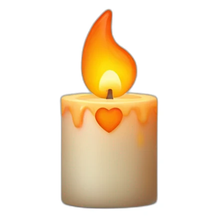 candle with an orange heart in place of the flame sticker