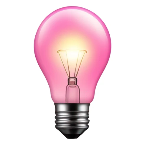 A completely pink light bulb, glowing softly with a warm, pink hue sticker
