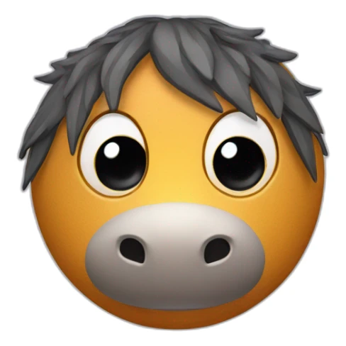 3d sphere with a cartoon Horse skin texture with big calm eyes sticker