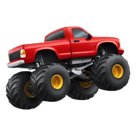 RED Monster truck FLYING THROUGH THE AIR.  sticker
