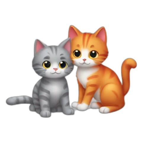 'striped grey cat' playing with 'little floofy red kitten' sticker