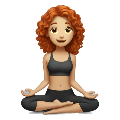 redhead girl with wavy hair doing yoga sticker