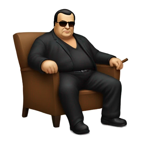 fat steven seagal with chair and cigar sticker