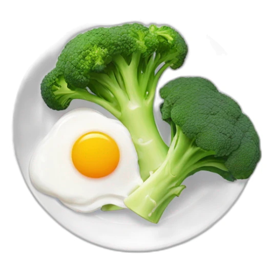 plate of egg whites and cooked broccoli sticker