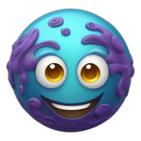 3d sphere with a cartoon genie skin texture with big happy eyes sticker