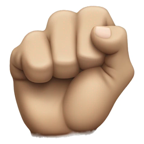 left hand fist, thumb visible between rightmost finger and previous finger sticker