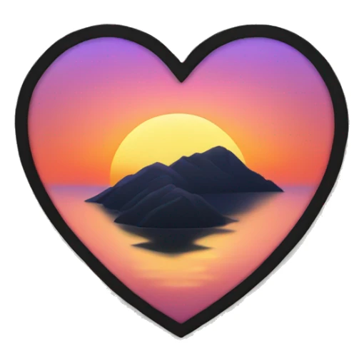 heart with a black border with a sunset on it  sticker