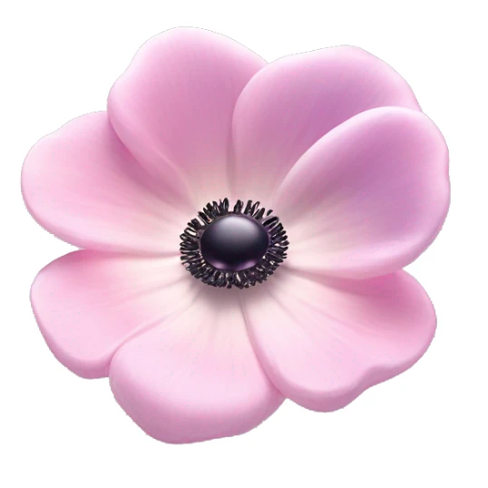 Anemone "A pastel pink anemone flower with a glowing dark center, softly shimmering petals, and delicate sparkles floating around." sticker