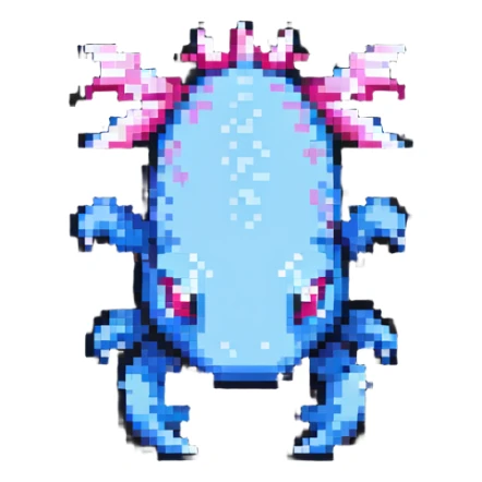 Minecraft axolotl with authentic blocky style and proportions, pixel art sticker