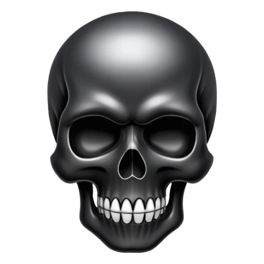 smooth glossy black skull with street style graffiti and cool brand logos, top view sticker
