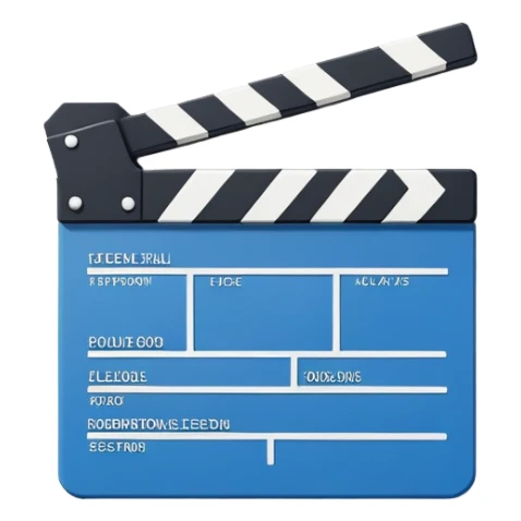 minimalist blue and white film clapperboard, geometric shapes only sticker