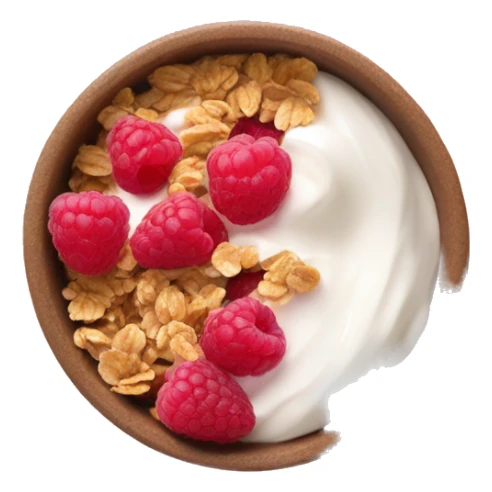 Cartoony Yogurt bowl with raspberries and granola sticker