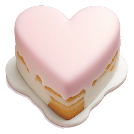 pastel pink heart shaped cake with white shell frosting sticker