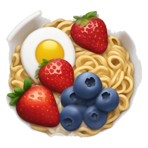 something with blueberries , strawberries , cherries and ramen sticker