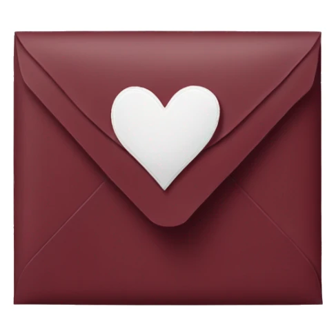 burgundy closed envelope with white heart stamp sticker