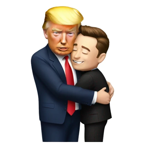 Trump and Elon Musk hugging sticker