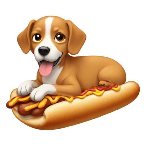 dog with a hotdog on it’s under side sticker