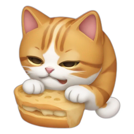 Un chat qui mange une du pain sticker
