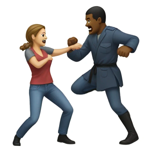 Woman kicking man for self defense sticker