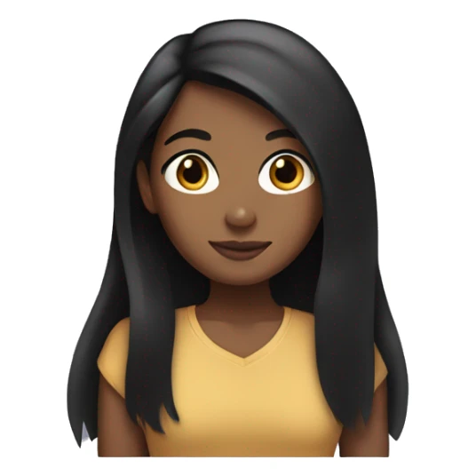 brown girl with straight long black hair sticker
