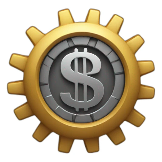 a gear with a dollar sign in the center sticker