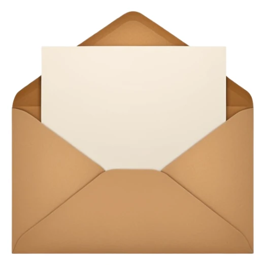 blank greeting card open with brown envelope next to it sticker