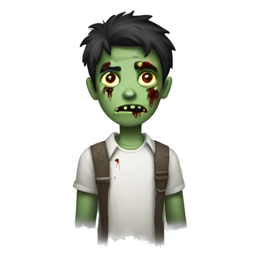 teen boy zombie with dark hair and white shirt sticker