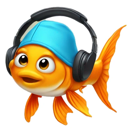 Goldfish wearing headphones  sticker