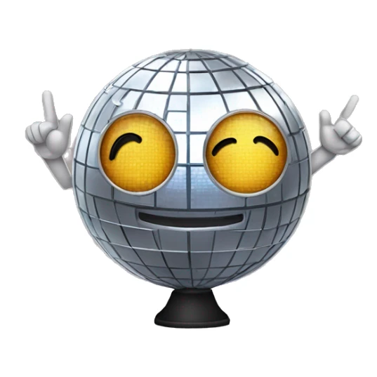 Dancing disco ball holding up peace sign sticker