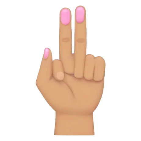 middle & ring finger crossed, pinky out, index out, and thumb tucked; making a W sticker