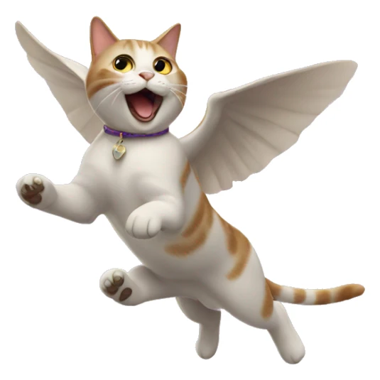 a emoji of a cat flying sticker