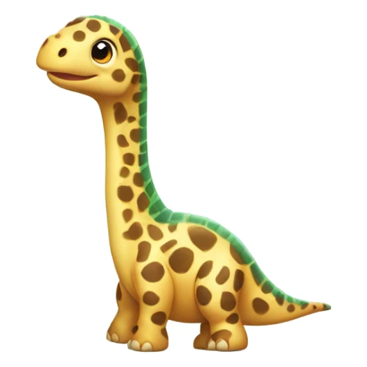 Cute animated baby brachiosaurus with spots of a giraffe  sticker