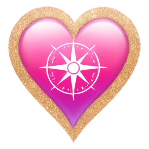 Pink ombre heart shaped compass with glitter sticker