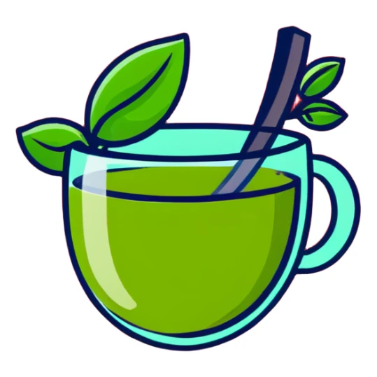 Green tea leaves and buds, fresh harvest sticker