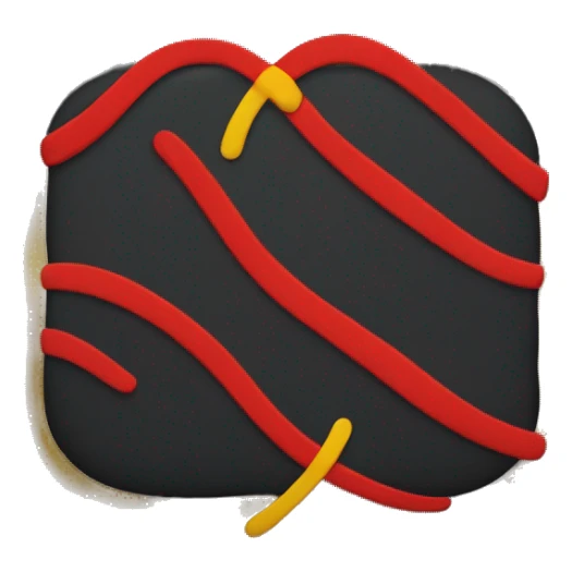 A wavy black and red rectangle with a yellow circle in the middle sticker