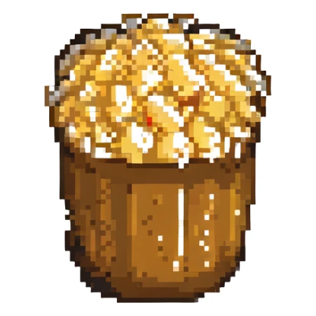 pixel art emoji of a single popcorn kernel sticker