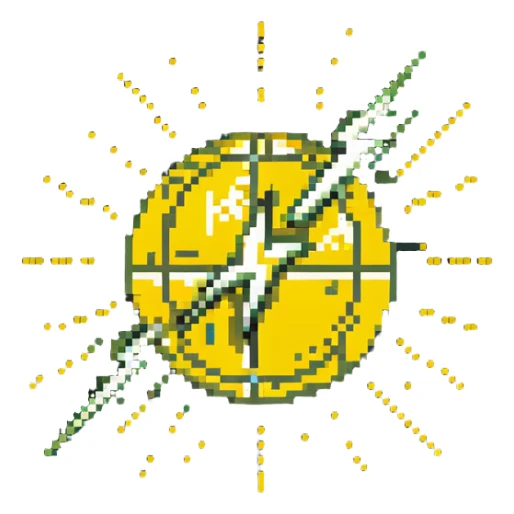 Glowing yellow orb with speed lines, color #eab308 with lighter glow, motion lines, lightning bolt symbol, dynamic energetic appearance sticker