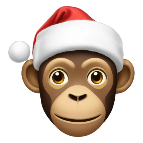 A monkey with his eyes closed in a Christmas kalpok sticker