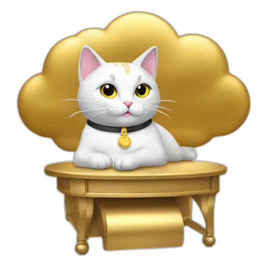 cat secretary sitting on top of the gold cloud sticker