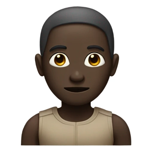 Person whos face is half droid half human with dark skin and a big nose sticker