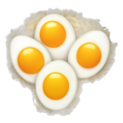 a bowl of rice with two eggs and two chicken drumstick on top sticker
