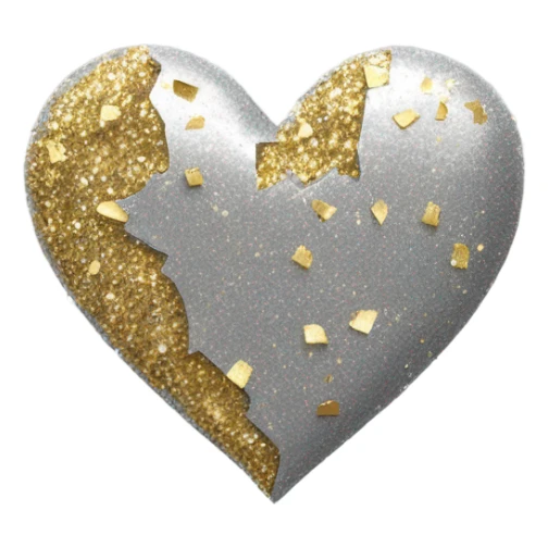 shiny silver and gold glitter heart that’s broken sticker