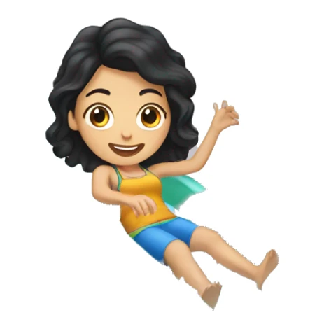 White Girl with black hair sliding down a water slide  sticker