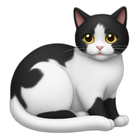Gato blanco con negro con un corazón en la nariz, pero de color negro el corazón  sticker
