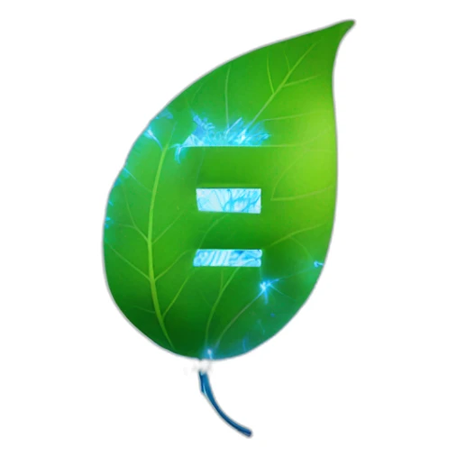 blue "e" from Engie logo and electrical sparks in the shape of green leaves sticker