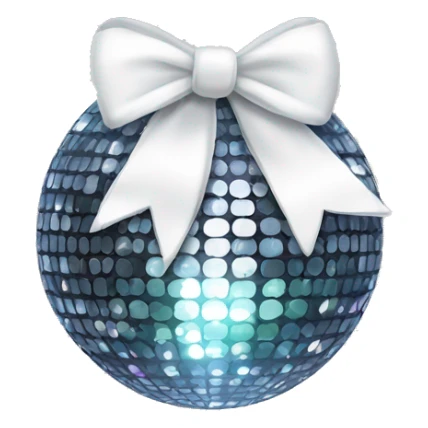 disco ball with white glittery bow on top sticker