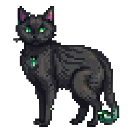 black cat with green eyes, standing sticker